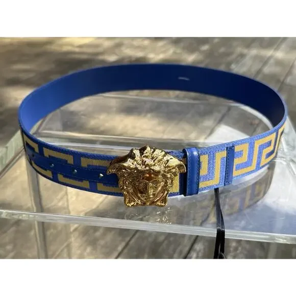 Versace La Medusa Blue Greca Greek Key Motif Gold Medusa  display picture 3
